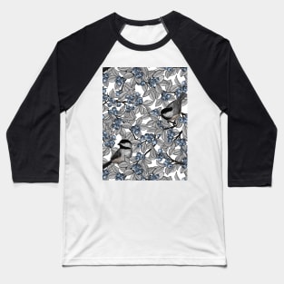 Chickadees on blueberry branches Baseball T-Shirt